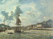 Entrance to the Port of Honfleur (Windy Day) (nn02) Johan Barthold Jongkind